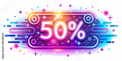 Flat Glowing Abstract Art Design Featuring Discount Symbols for Retail Promotions - Ideal for E-commerce and Online Sales Advertising