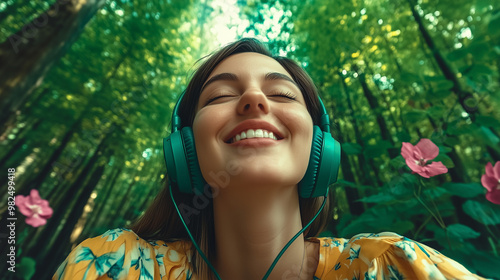 A close-up of a happy woman...