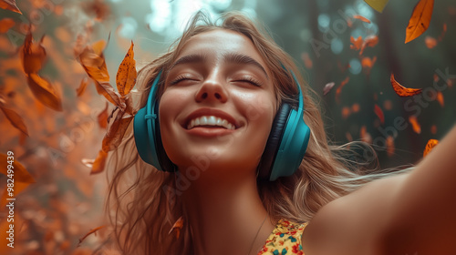 A close-up of a happy woman...
