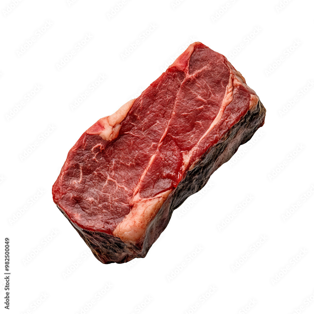 Fototapeta premium High-quality piece of raw beef showcasing vibrant marbling and fresh cuts ideal for gourmet preparations.