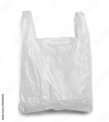 plastic white carrier bag isolated, for mockup and graphic design, recycle concept