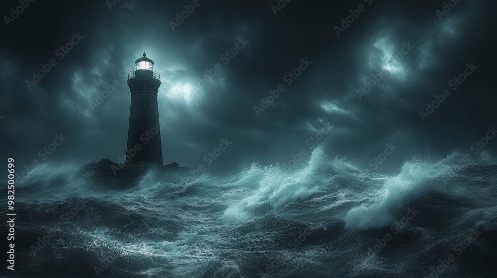 The lighthouse stands tall in stormy weather and dark oceans, symbolizing safety and guidance in harsh conditions. Very suitable for themes related to resilience, navigation, and ocean power. The lighthouse stands tall in stormy weather and dark oceans, symbolizing safety and guidance in harsh conditions. Very suitable for themes related to resilience, navigation, and ocean power.