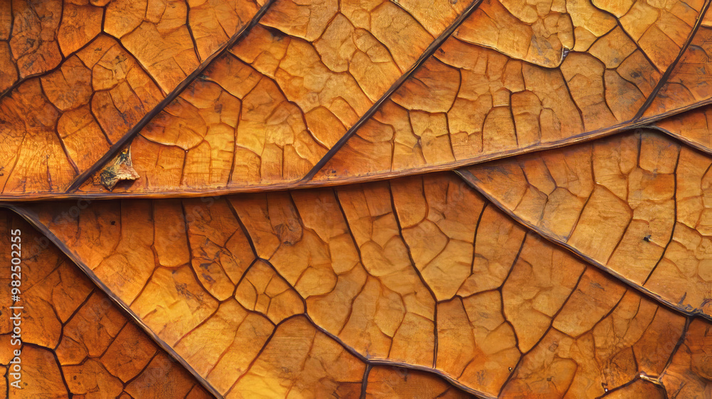 A close-up view of a dry autumn leaf shows its intricate veins. The brown leaf makes a natural backdrop, perfect for a fall-themed design. A close-up view of a dry autumn leaf shows its intricate veins. The brown leaf makes a natural backdrop, perfect for a fall-themed design.