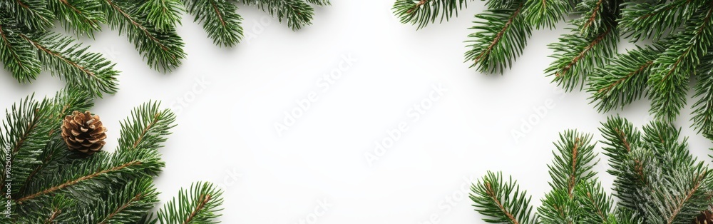 Watercolor Christmas greenery frame with white background Watercolor Christmas greenery frame with white background