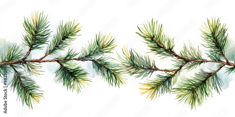 Watercolor Christmas greenery frame with white background Watercolor Christmas greenery frame with white background