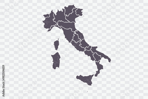 Italy Map Smoke Color on White Background quality files Png