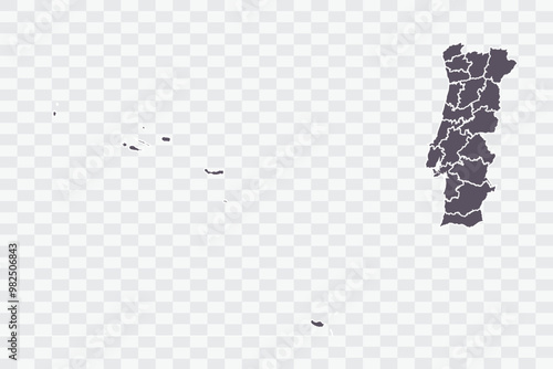 Portugal Map Smoke Color on White Background quality files Png