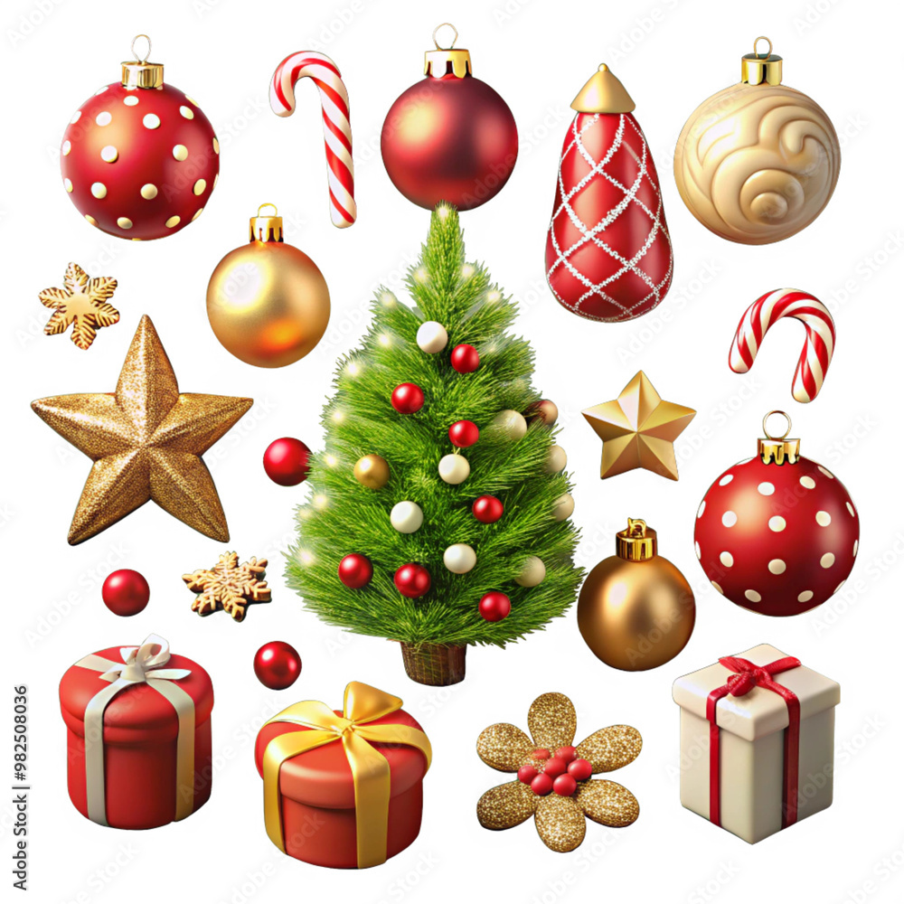 12 set item of christmas 3d realistic background 12 set item of christmas 3d realistic background