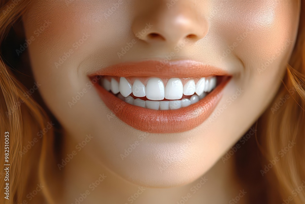 radiant smile closeup perfect white teeth against full lips soft focus warm lighting enhances natural beauty captures joy confidence and approachability radiant smile closeup perfect white teeth against full lips soft focus warm lighting enhances natural beauty captures joy confidence and approachability