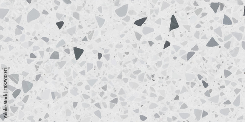 Terrazzo texture. Polished concrete floor and wall pattern. Old terrazzo flooring in seamless patterns texture , polished light gray, black and white stone for background. 