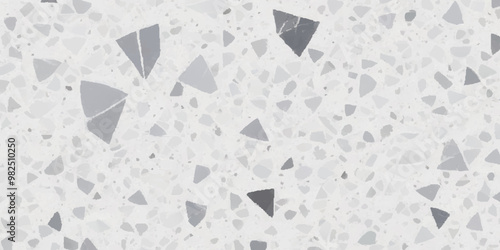 Terrazzo texture. Polished concrete floor and wall pattern. Old terrazzo flooring in seamless patterns texture , polished light gray, black and white stone for background. 