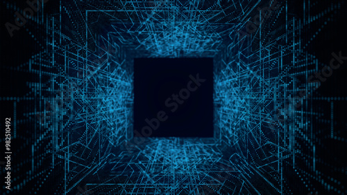 Abstract technological background. Sci-fi flight through high-tech tunnel. Flight through cyberspace with symmetry. Vector illustration.