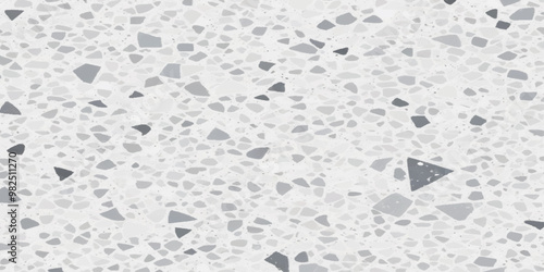 Terrazzo texture. Polished concrete floor and wall pattern. Old terrazzo flooring in seamless patterns texture , polished light gray, black and white stone for background. 