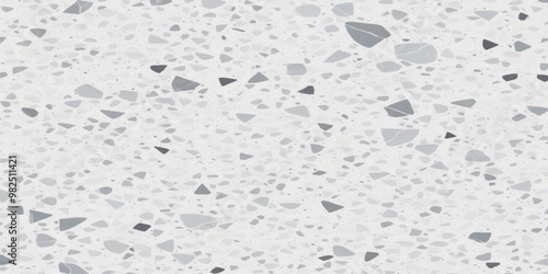 Terrazzo texture. Polished concrete floor and wall pattern. Old terrazzo flooring in seamless patterns texture , polished light gray, black and white stone for background. 