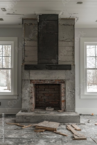 Installing an enclosed corner fireplace with calcium silicate insulation slabs. Building and renovating a house.