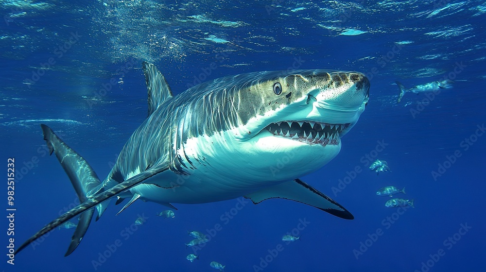 Obraz premium dangerous sharks , most dangerous sharks in the world , shark attacks in tropical waters , marine ecosystem