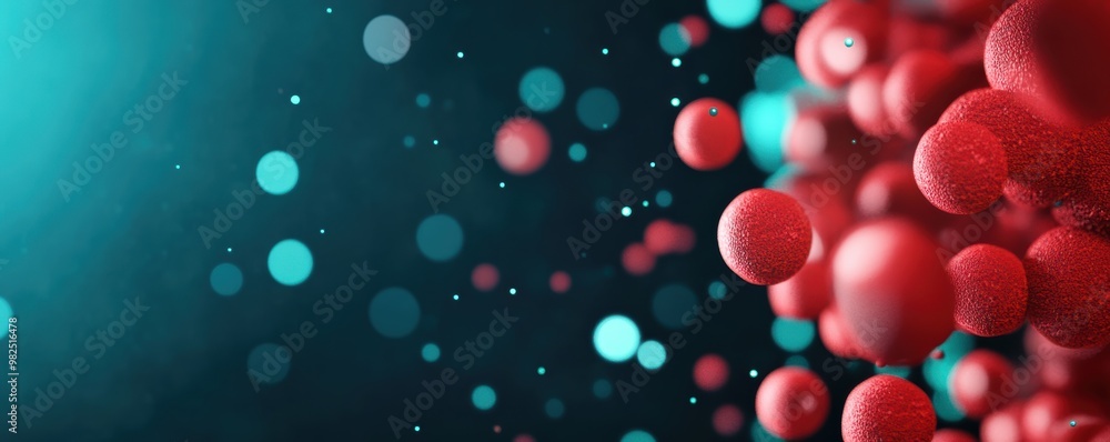 Abstract depiction of viral transmission through colorful particles in the air, conceptualized in a minimalist design Abstract depiction of viral transmission through colorful particles in the air, conceptualized in a minimalist design