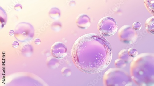 Abstract arrangement of bubbles against a pastel pink and purple gradient.