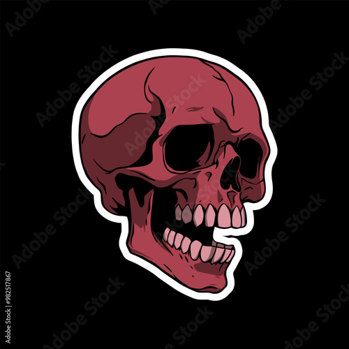skull art illustration hand drawn for stickers logo poster etc