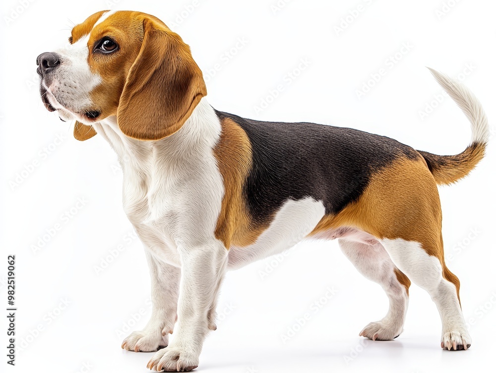 Dog portrait of a beagle breed. Isolated head of a beagle breed dog on a white background Dog portrait of a beagle breed. Isolated head of a beagle breed dog on a white background