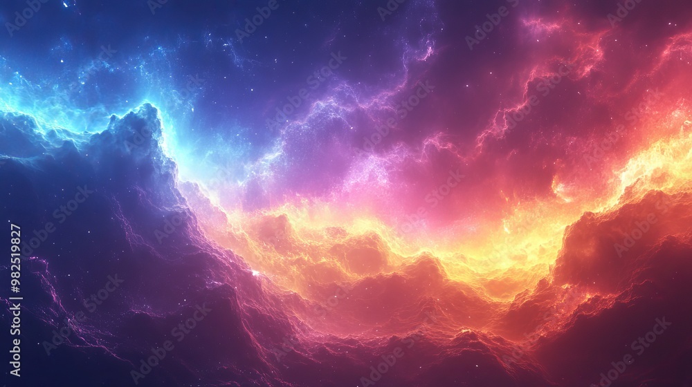 Fototapeta premium A colorful space scene with a rainbow of colors and a lot of stars