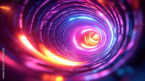 A colorful spiral with neon lights