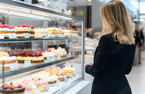 Woman in Cake Shop | Browsing Freshly Baked Treats and Delicious Desserts