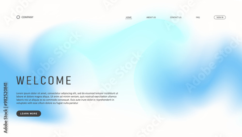 Abstract wave futuristic design of landing page. retro gradient mesh website design