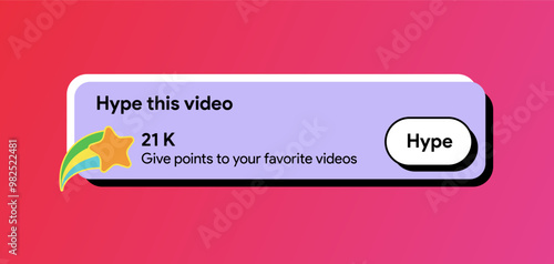 Hype this video banner. Youtube promote blog content badge. Give points for content. Social media CTA button. Call to action mock-up. Vector illustration