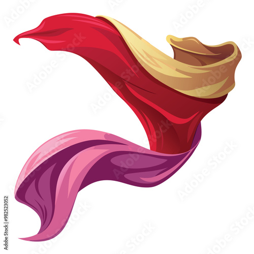 Silk flying vector illustration isolated on a white background