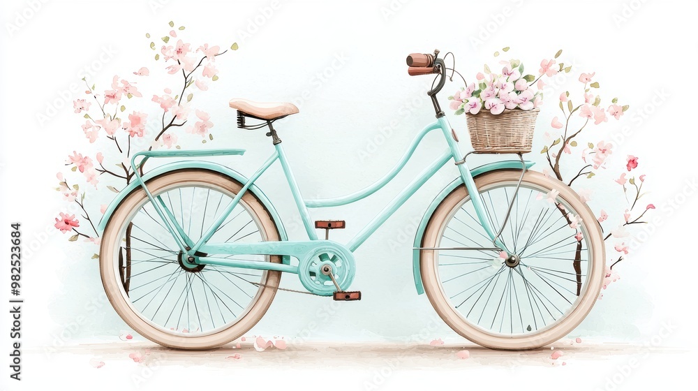 Fototapeta premium Vintage Bicycle with Spring Blossoms