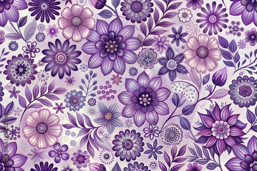 Vibrant purple floral pattern with detailed designs