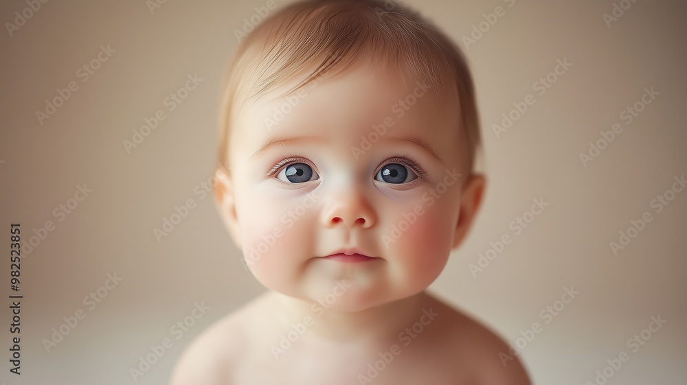 Happy baby smiling against a warm, golden bokeh background, creating a soft and joyful atmosphere. Happy baby smiling against a warm, golden bokeh background, creating a soft and joyful atmosphere.