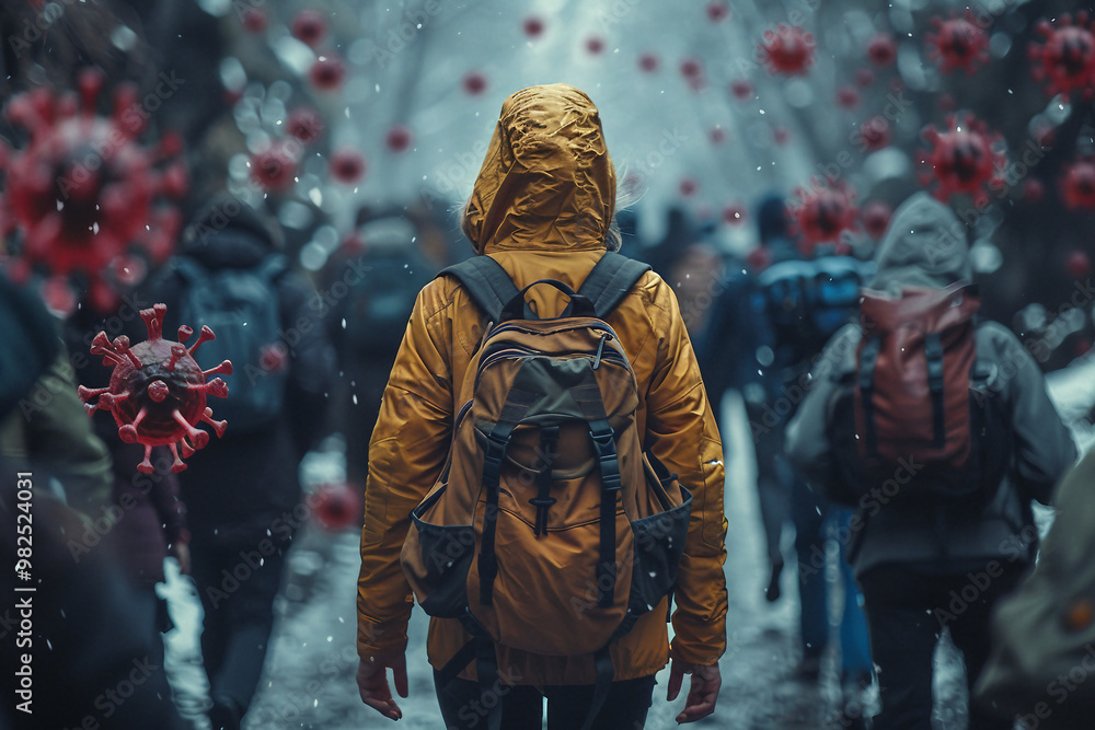People wearing coronavirus face mask personal safety outbreak pandemic danger, Generative AI People wearing coronavirus face mask personal safety outbreak pandemic danger, Generative AI