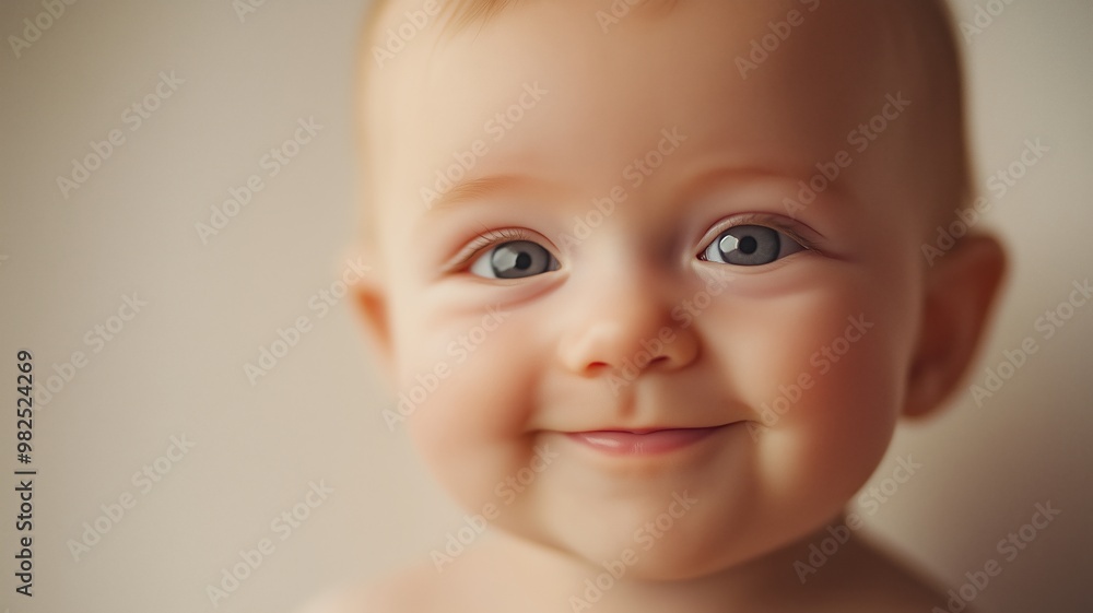 Happy baby smiling against a warm, golden bokeh background, creating a soft and joyful atmosphere. Happy baby smiling against a warm, golden bokeh background, creating a soft and joyful atmosphere.
