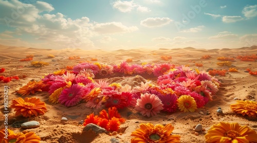 Minimalist Background of Traditional Bathukamma Festival: Indian Culture and Floral Art
 photo