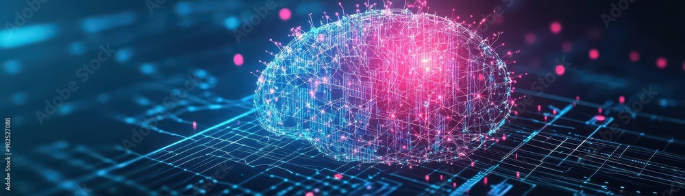 Obraz premium An abstract digital brain with neurons representing complex rate analysis and micro data points