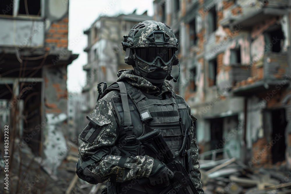 Generative ai photo of soldiers in combat gear with military equipment Generative ai photo of soldiers in combat gear with military equipment