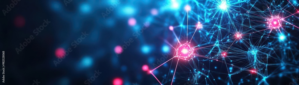 Fototapeta premium A network of interconnected data streams forming a glowing neural web representing automated business intelligence and decisionmaking processes