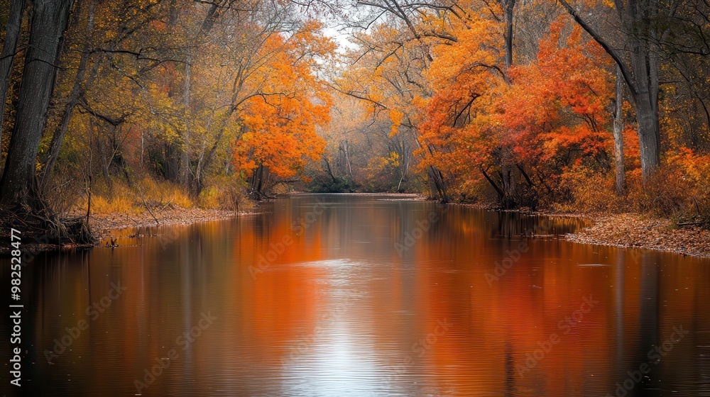 Fototapeta premium Autumn Reflections on a Serene River