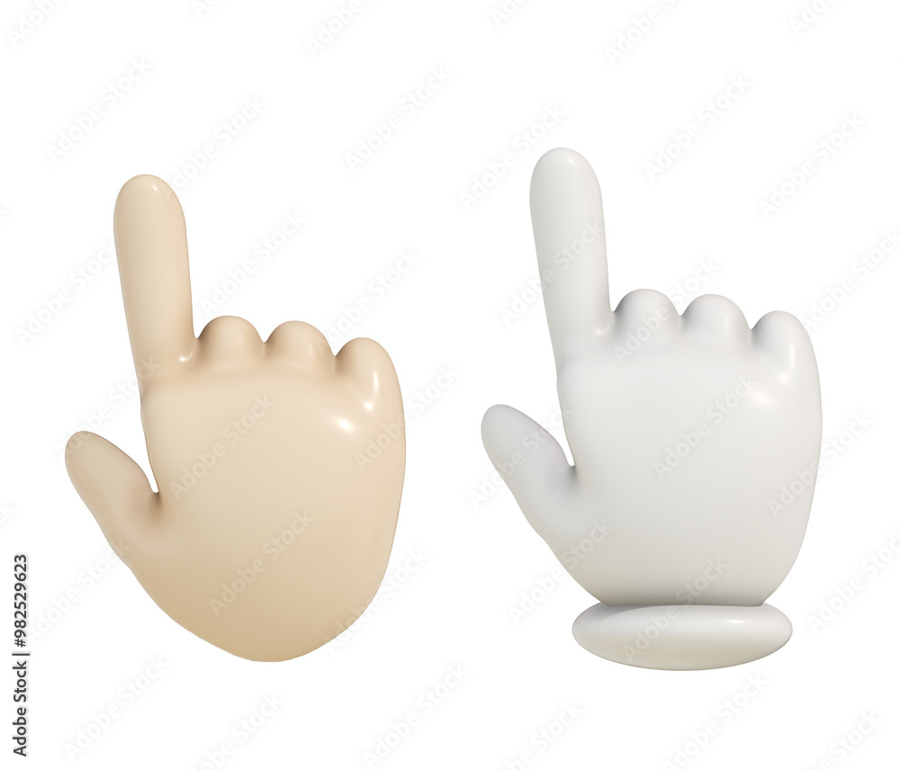Hand cursor 3d on png transparent background. 3D render of a hand ...