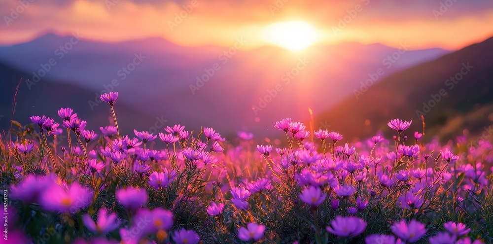 Obraz premium In bloom crownvetch on a summer floral background.