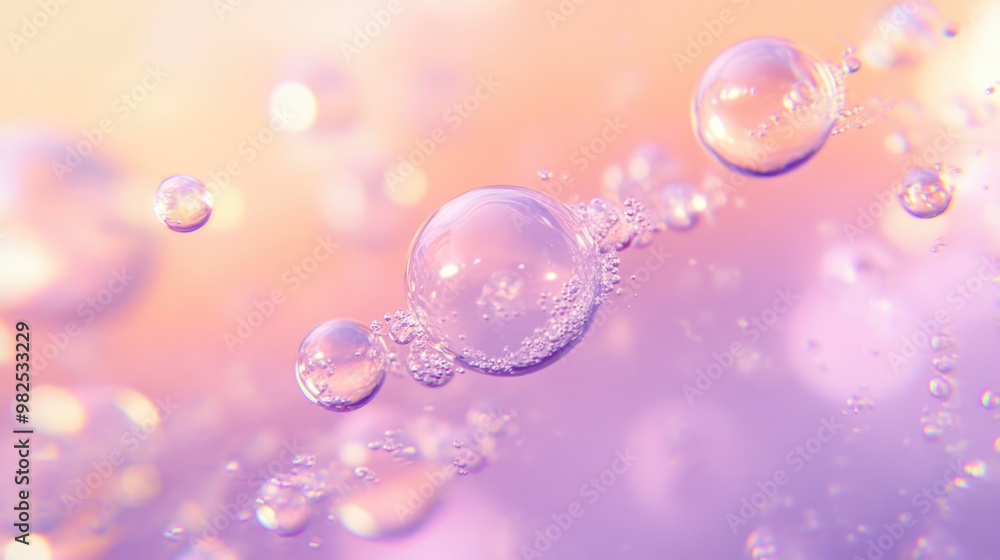 Tiny bubbles dancing on a soft pastel lavender and peach gradient. Tiny bubbles dancing on a soft pastel lavender and peach gradient.