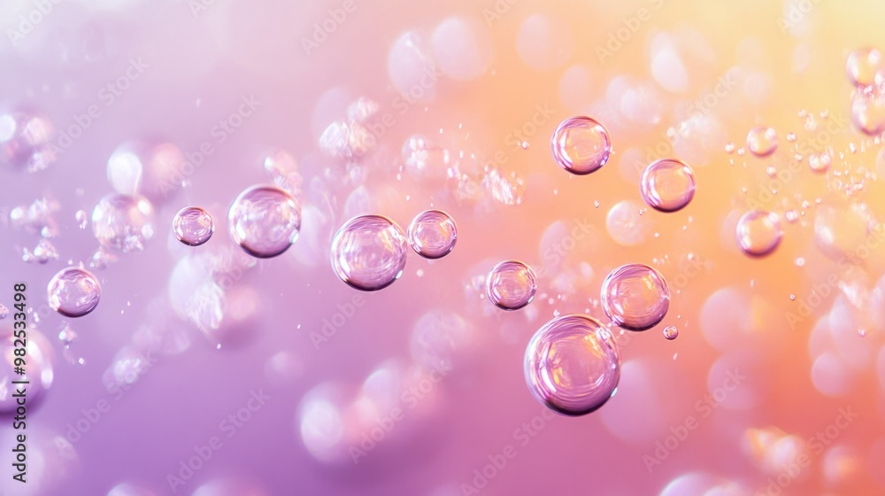 Tiny bubbles dancing on a soft pastel lavender and peach gradient. Tiny bubbles dancing on a soft pastel lavender and peach gradient.
