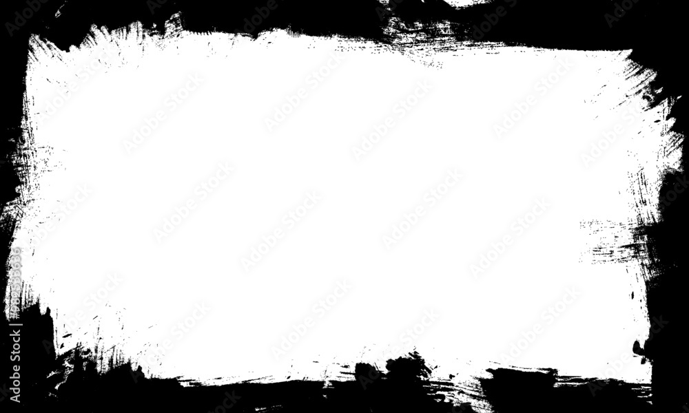 Naklejka premium black stroke lines brush painting blank frame border pictures artistic graphic element