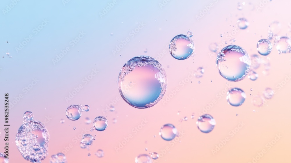 custom made wallpaper toronto digitalWater bubbles floating against a soft pastel gradient of pink and blue.