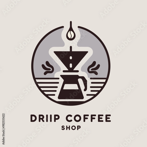 Collection of minimalist drip coffee logos with various coffee brewing icons, ideal for coffee shops and branding designs.