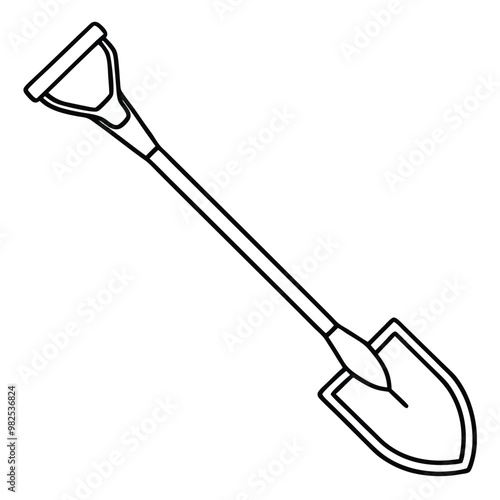 Shovel line art silhouette vector illustration isolated on white