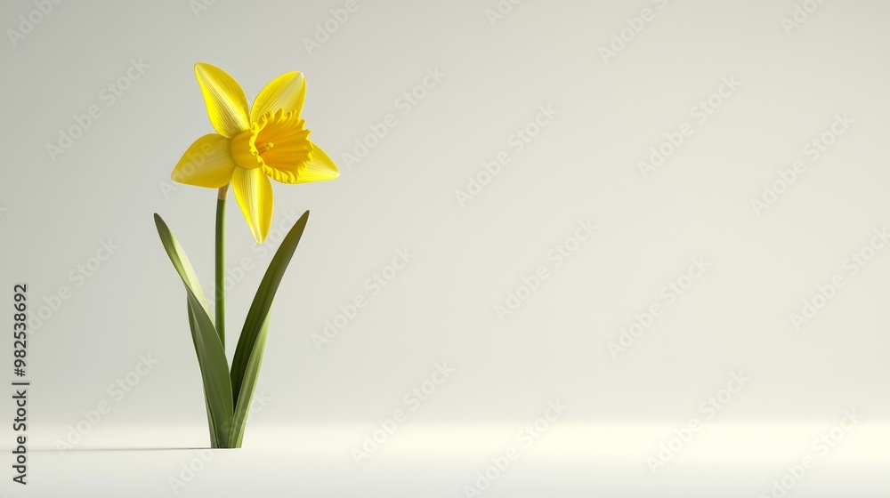 Radiant 3D Render of a Beautiful Daffodil on White Background Radiant 3D Render of a Beautiful Daffodil on White Background