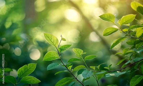 Macro Shot of Green Leaves with Beautiful Bokeh Background